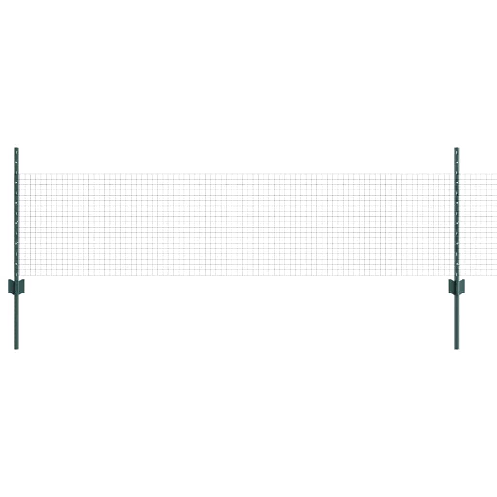 Zaun mit Pfosten Grün 0,5 x 10 m Stahl