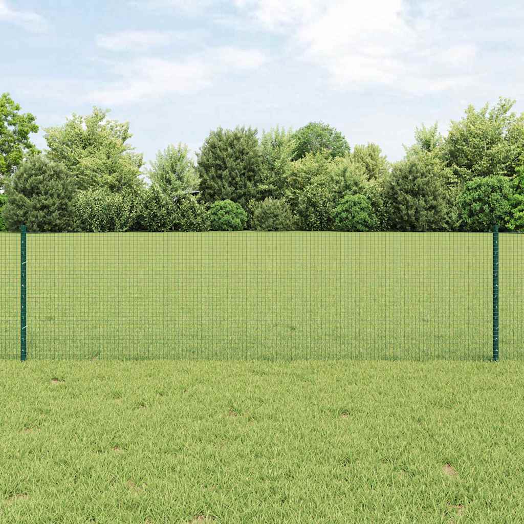 Zaun mit Pfosten Grün 0,6 x 10 m Stahl