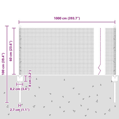 Zaun mit Pfosten Grün 0,6 x 10 m Stahl