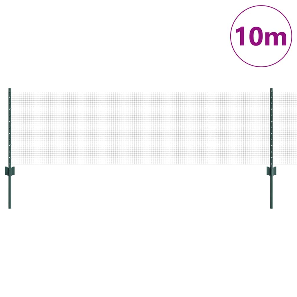 Zaun mit Pfosten Grün 0,6 x 10 m Stahl