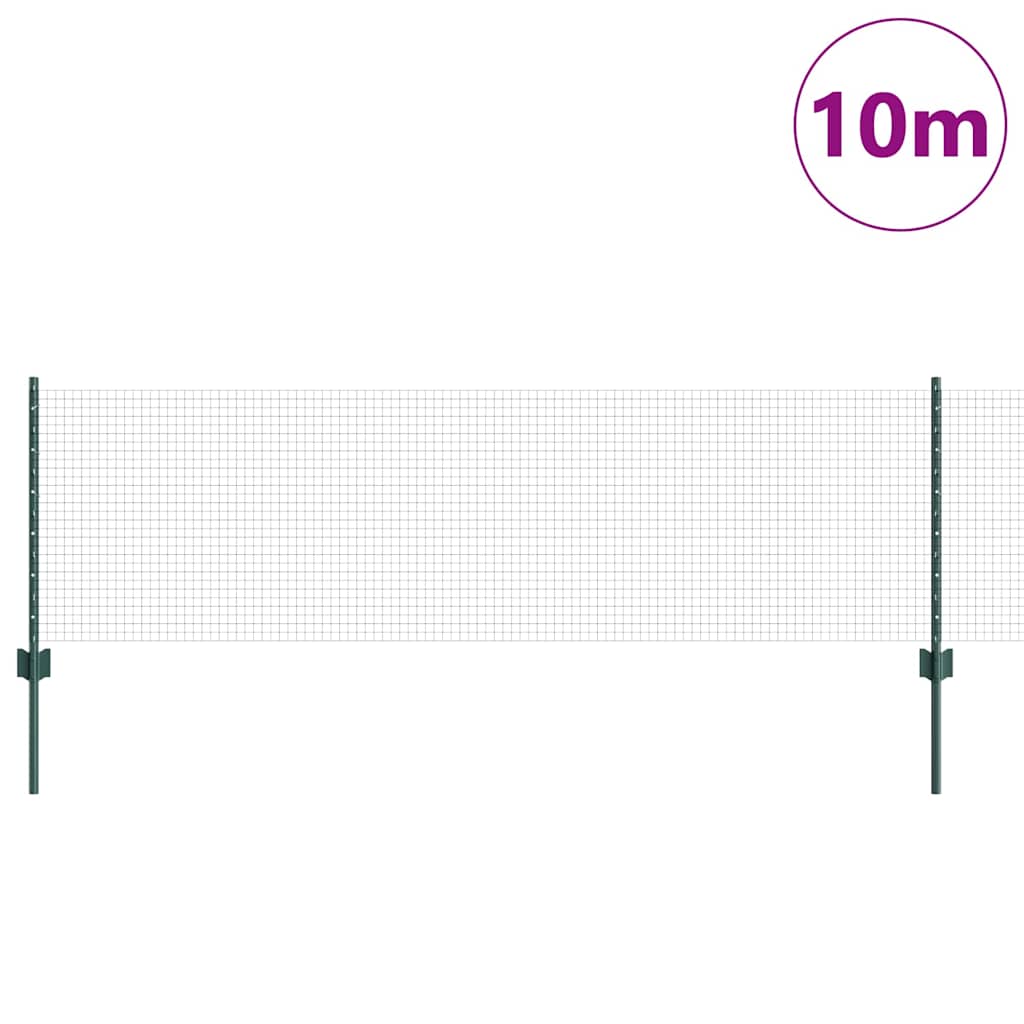 Zaun mit Pfosten Grün 0,6 x 10 m Stahl