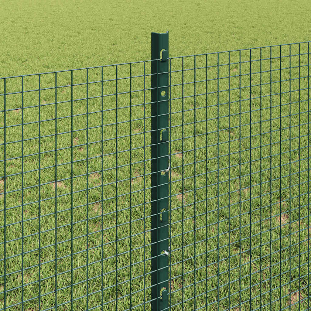 Zaun mit Pfosten Grün 0,8 x 10 m Stahl