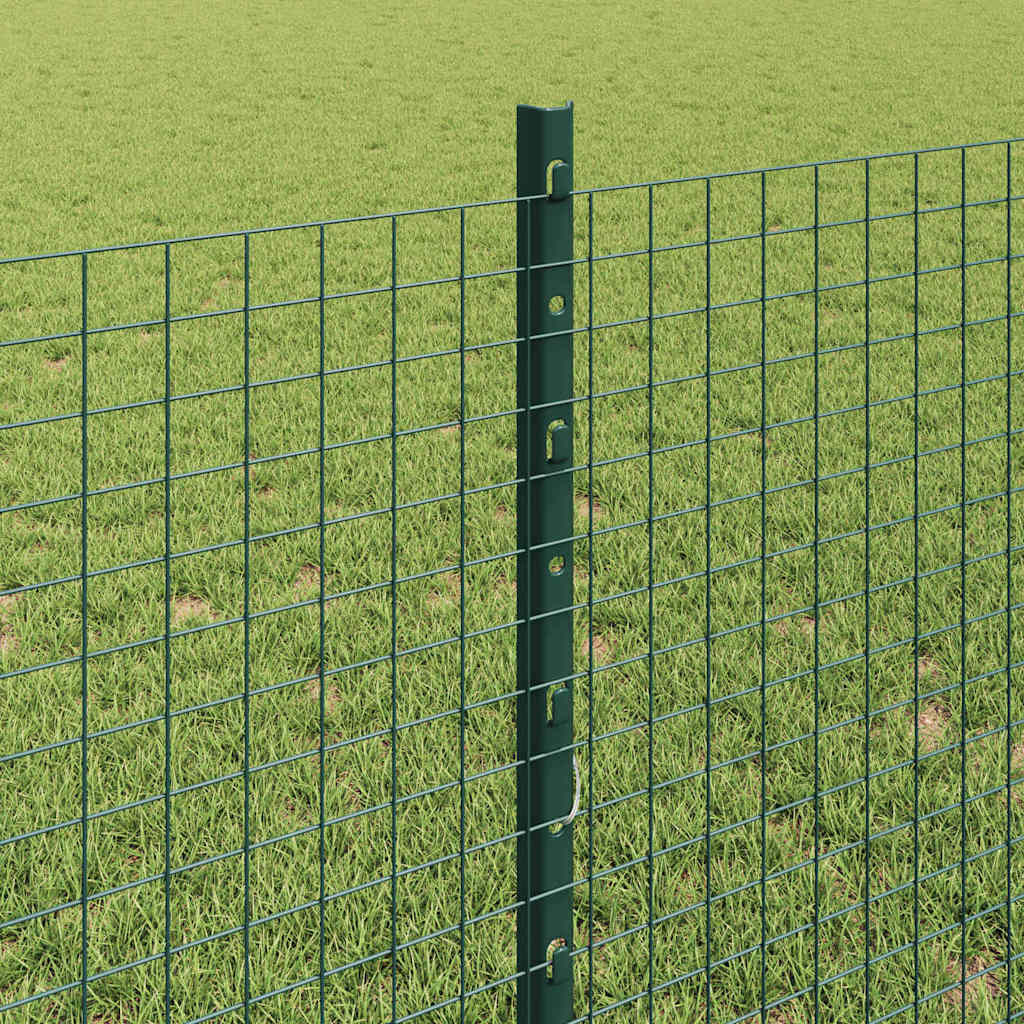 Zaun mit Pfosten Grün 0,8 x 10 m Stahl