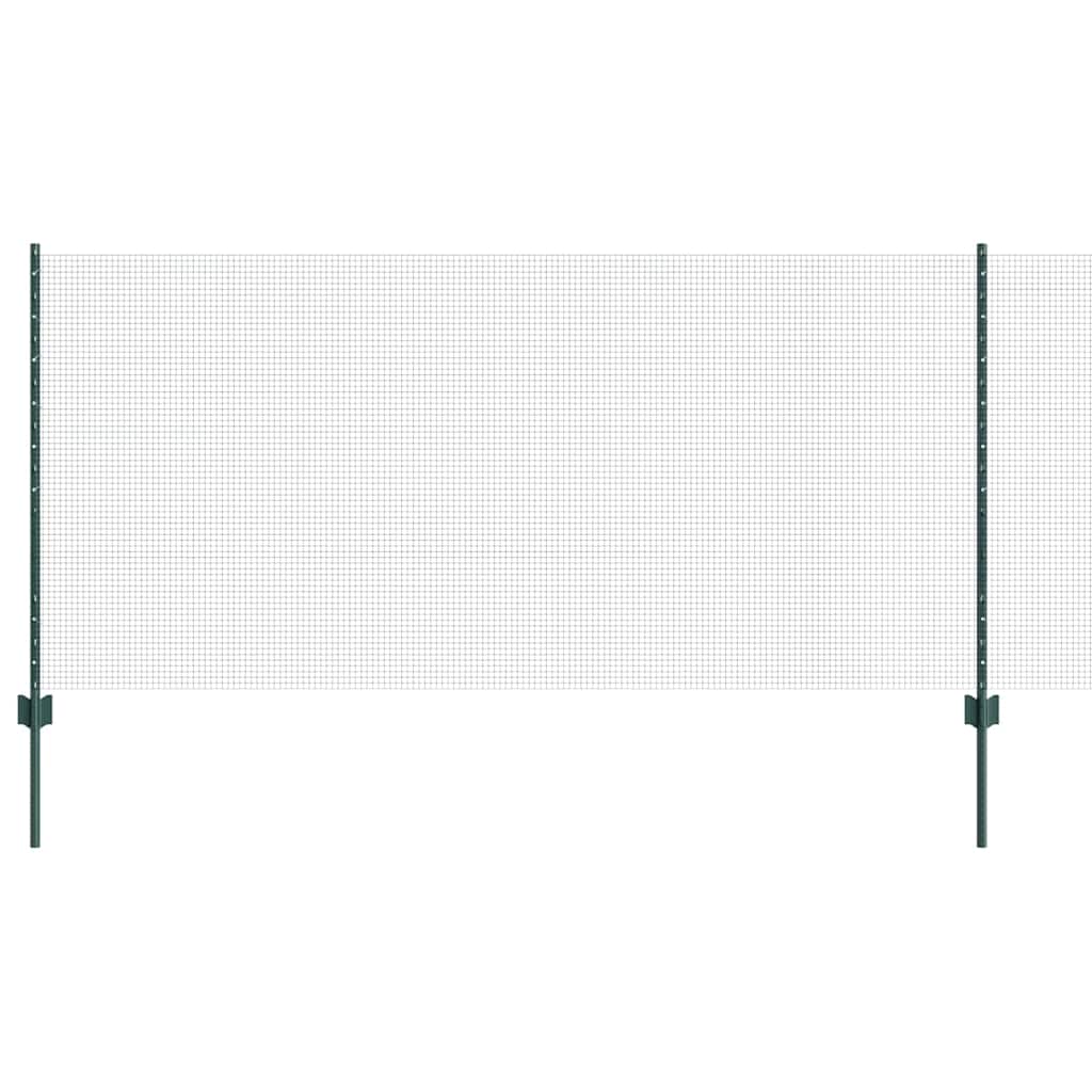 Zaun mit Pfosten Grün 1 x 10 m Stahl