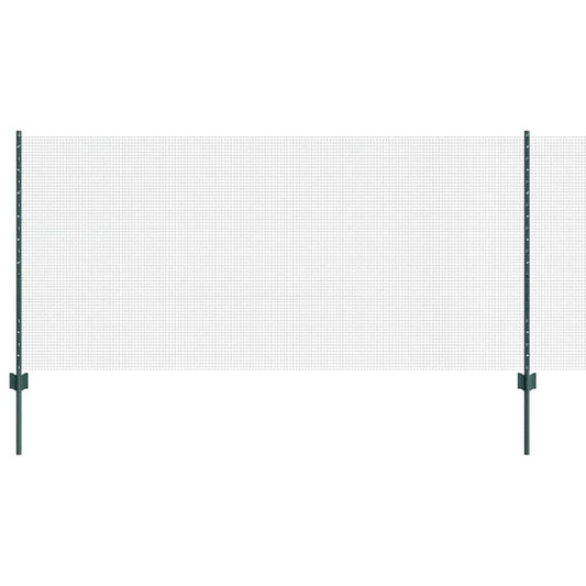 Zaun mit Pfosten Grün 1 x 10 m Stahl