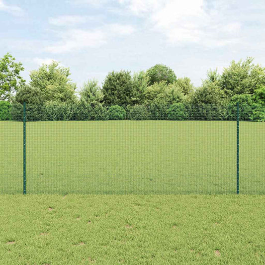 Zaun mit Pfosten Grün 1 x 10 m Stahl
