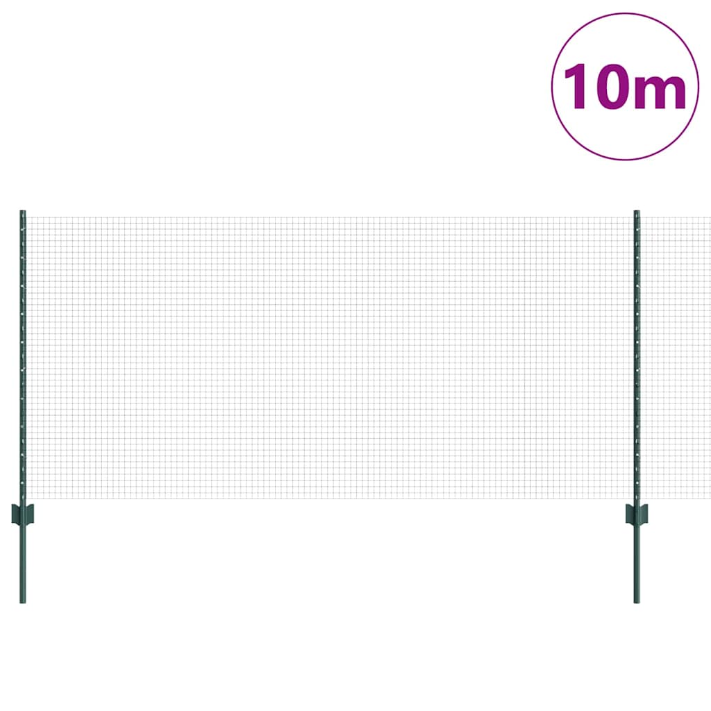 Zaun mit Pfosten Grün 1 x 10 m Stahl