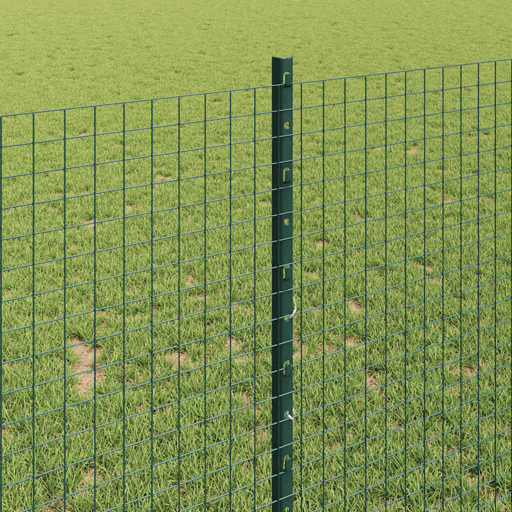 Zaun mit Pfosten Grün 1 x 10 m Stahl