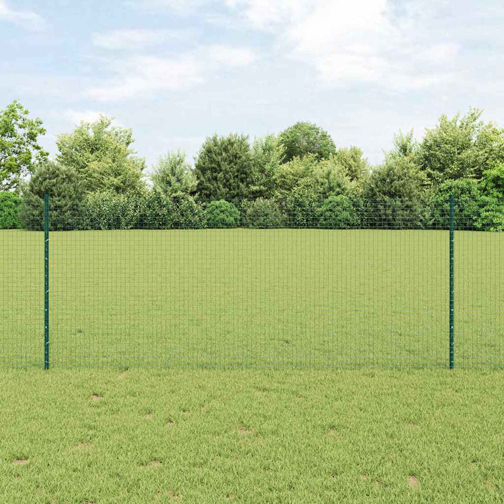 Zaun mit Pfosten Grün 1 x 10 m Stahl
