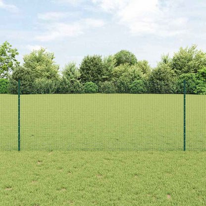 Zaun mit Pfosten Grün 1 x 10 m Stahl