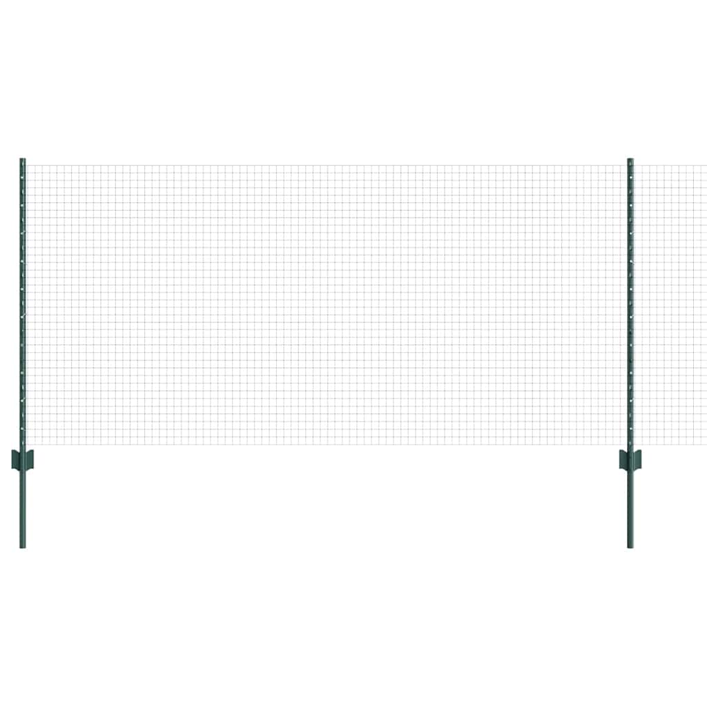 Zaun mit Pfosten Grün 1 x 10 m Stahl