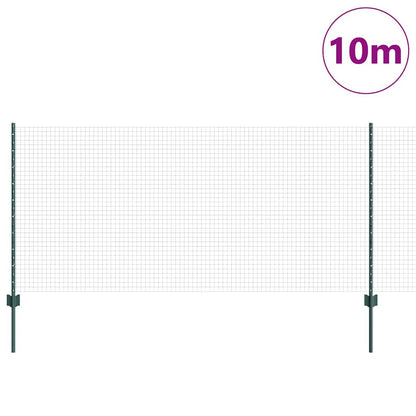 Zaun mit Pfosten Grün 1 x 10 m Stahl