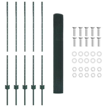 Zaun mit Pfosten Grün 1.2 x 10 m Stahl
