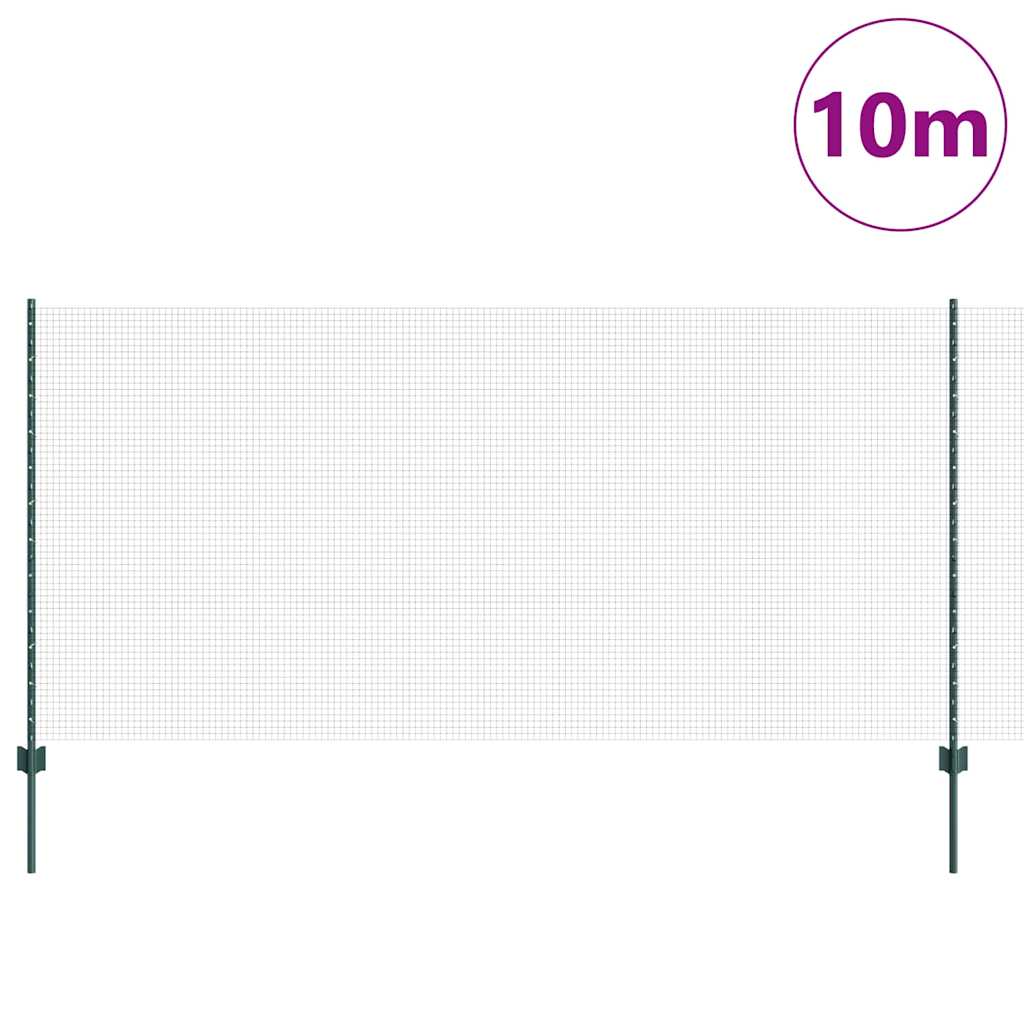 Zaun mit Pfosten Grün 1.2 x 10 m Stahl
