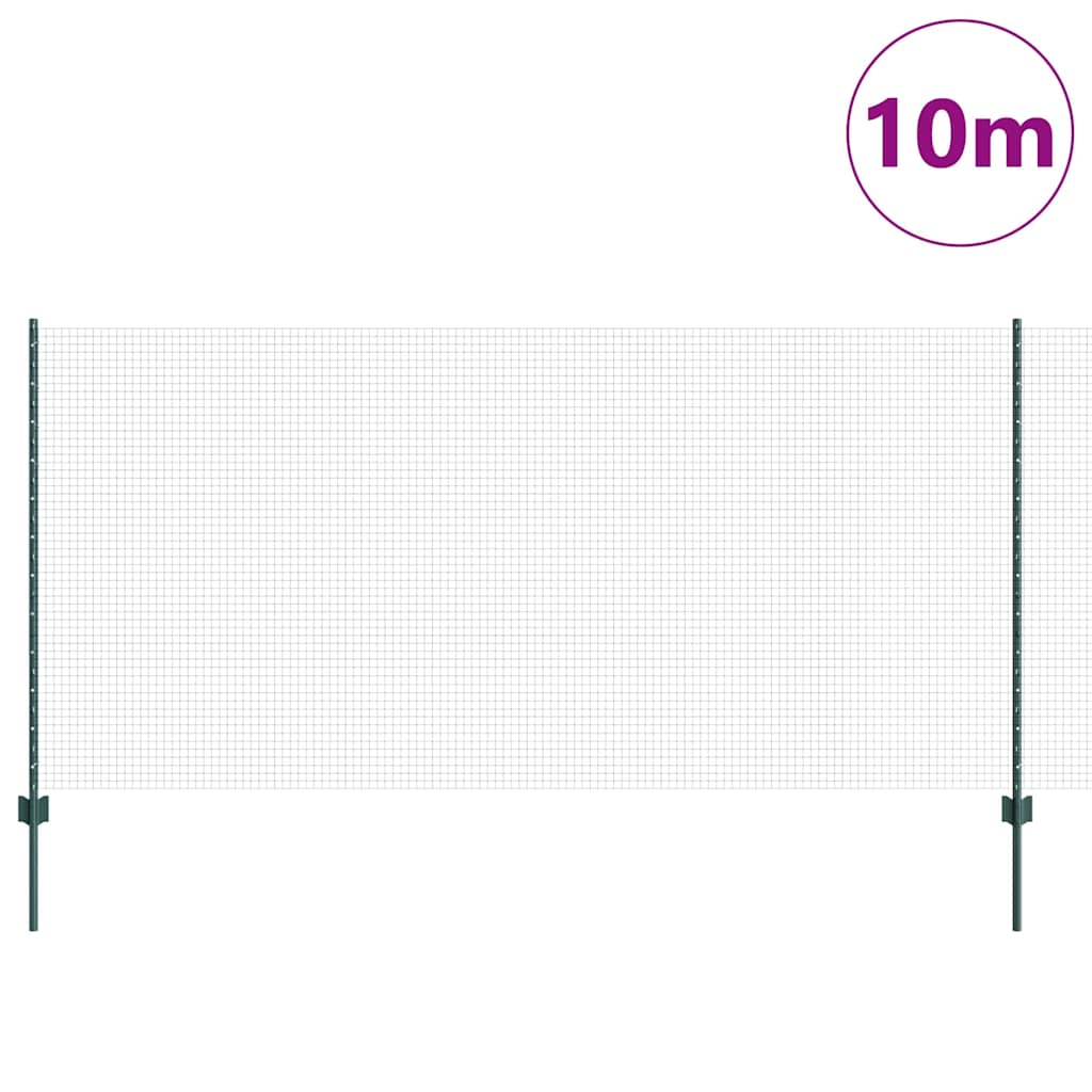 Zaun mit Pfosten Grün 1.2 x 10 m Stahl