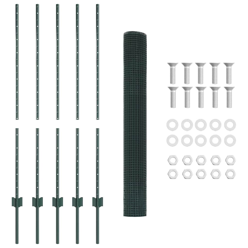 Zaun mit Pfosten Grün 1.2 x 10 m Stahl