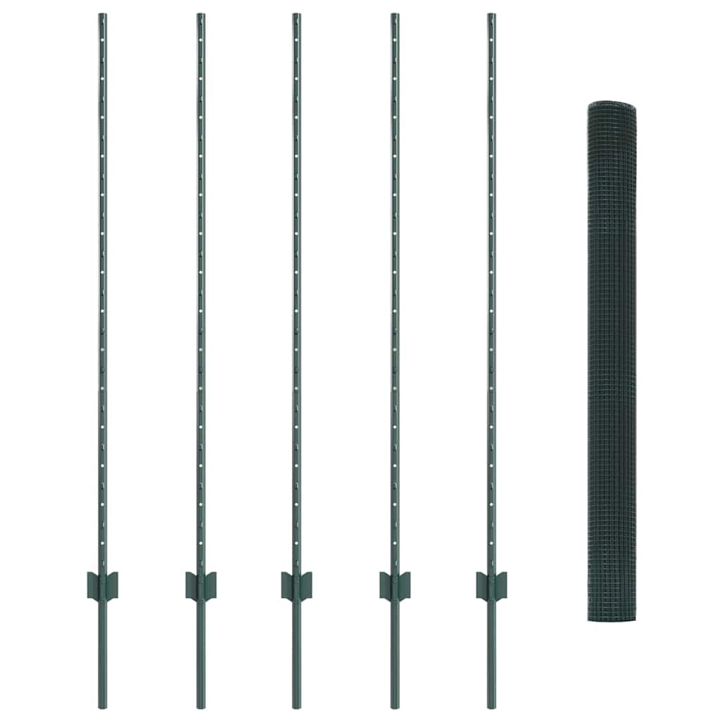 Zaun mit Pfosten Grün 1.4 x 10 m Stahl
