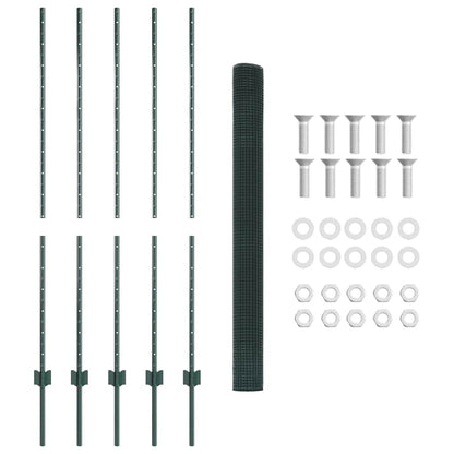 Zaun mit Pfosten Grün 1.4 x 10 m Stahl