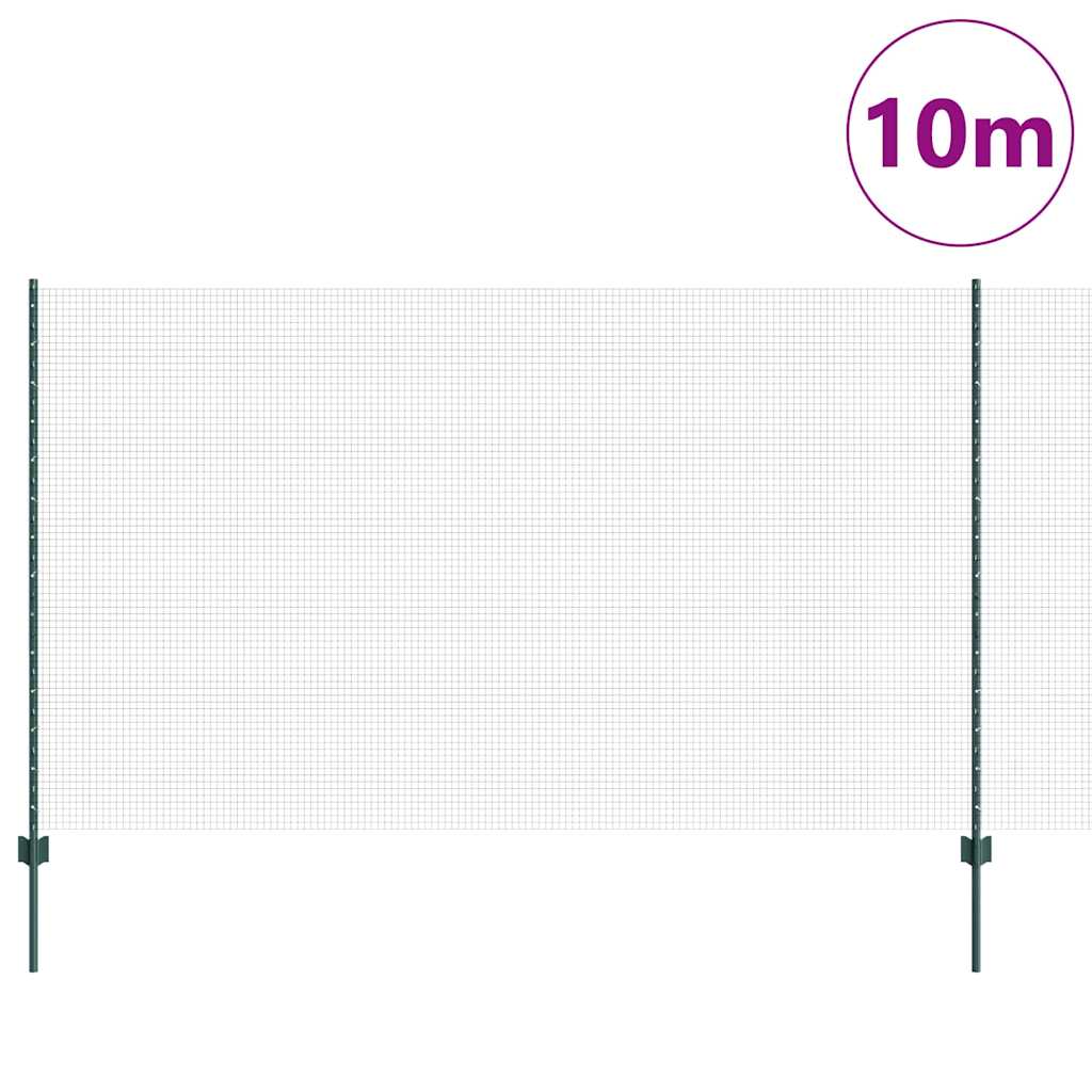 Zaun mit Pfosten Grün 1.4 x 10 m Stahl