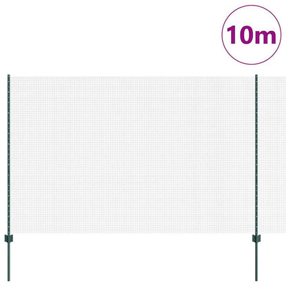 Zaun mit Pfosten Grün 1.5 x 10 m Stahl