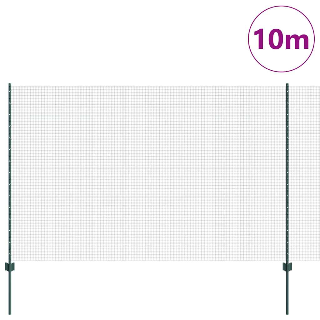 Zaun mit Pfosten Grün 1.6 x 10 m Stahl