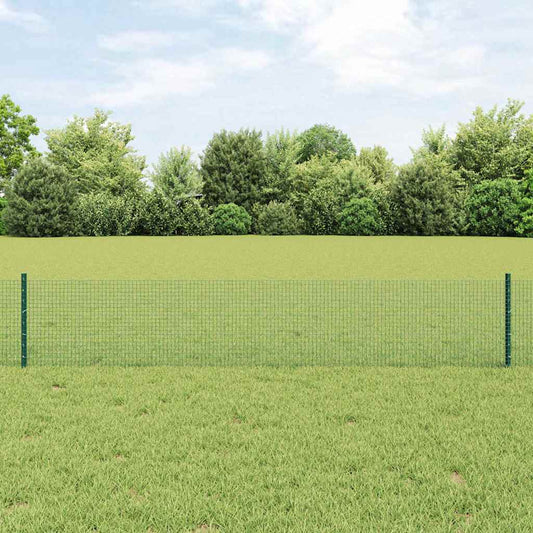 Zaun mit Pfosten Grün 0,4 x 25 m Stahl