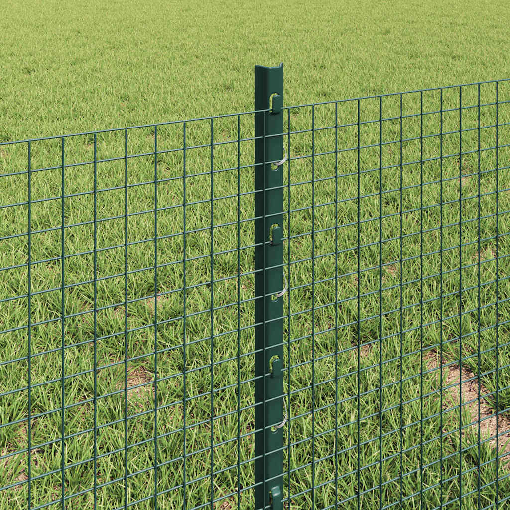Zaun mit Pfosten Grün 0,4 x 25 m Stahl