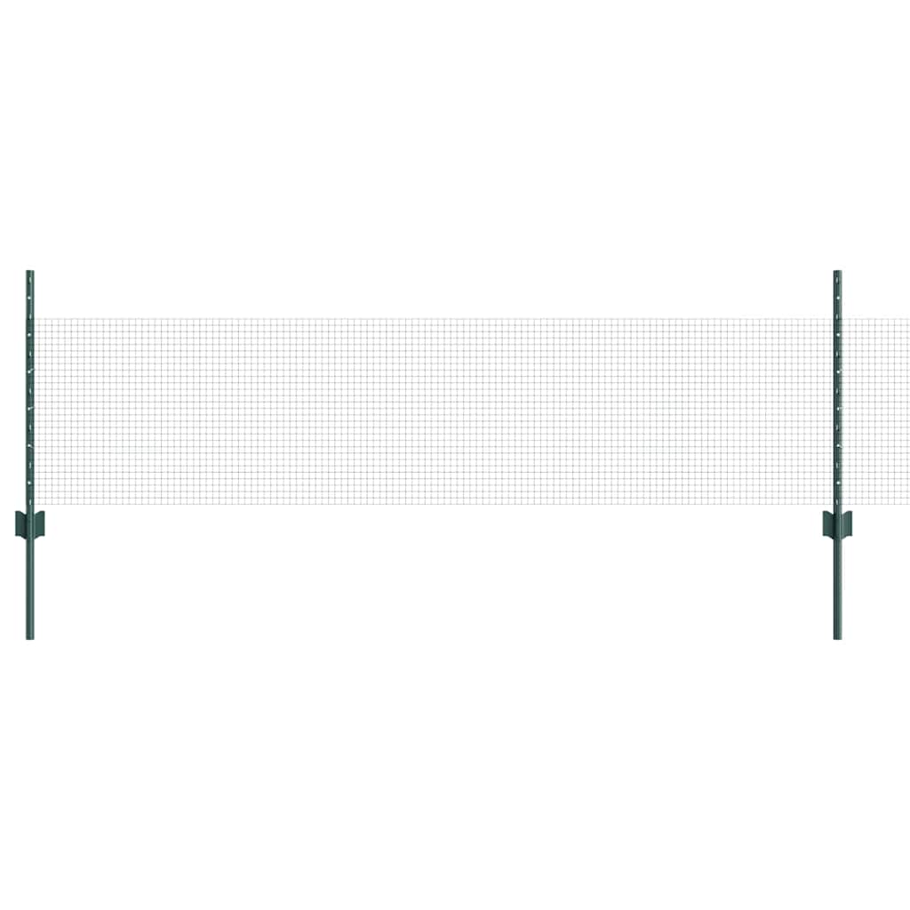 Zaun mit Pfosten Grün 0,5 x 25 m Stahl