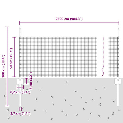 Zaun mit Pfosten Grün 0,5 x 25 m Stahl