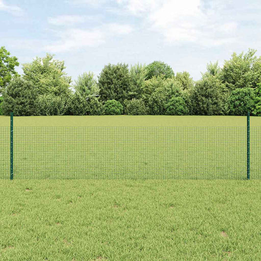 Zaun mit Pfosten Grün 0,5 x 25 m Stahl