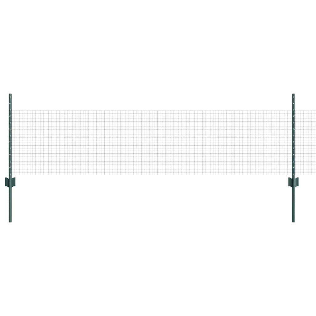Zaun mit Pfosten Grün 0,5 x 25 m Stahl