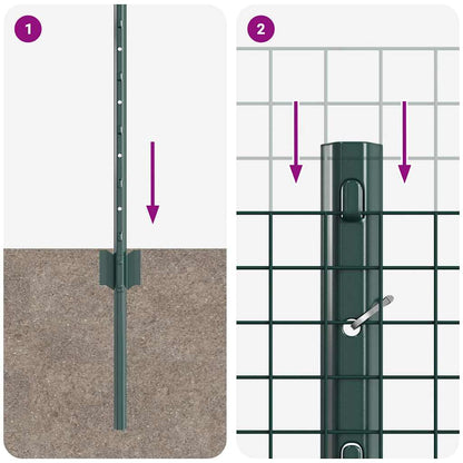 Zaun mit Pfosten Grün 0,5 x 25 m Stahl