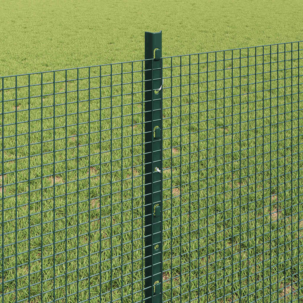 Zaun mit Pfosten Grün 0,8 x 25 m Stahl