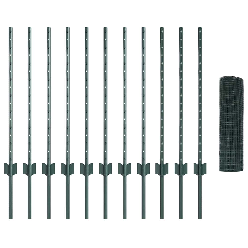 Zaun mit Pfosten Grün 0.8 x 25 m Stahl