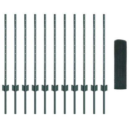 Zaun mit Pfosten Grün 0.8 x 25 m Stahl