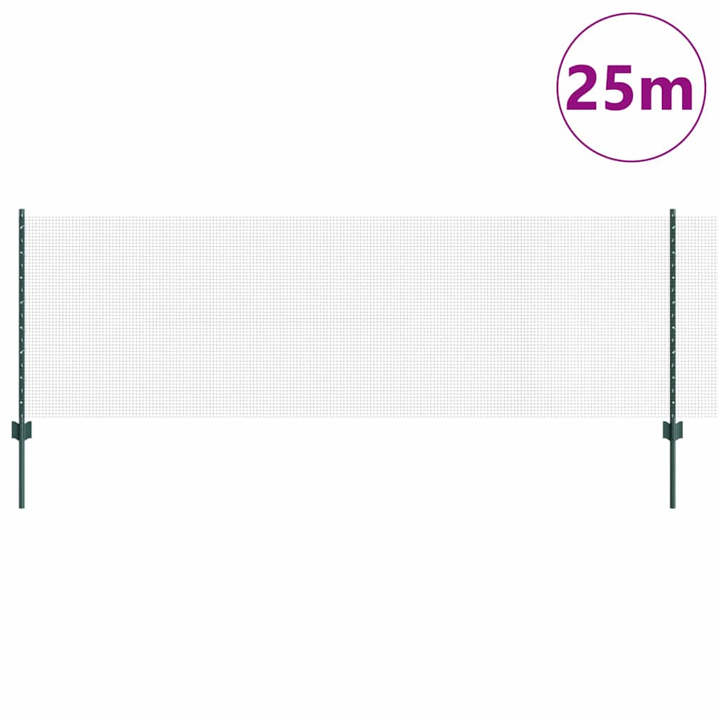 Zaun mit Pfosten Grün 0.8 x 25 m Stahl