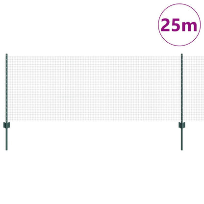Zaun mit Pfosten Grün 0.8 x 25 m Stahl