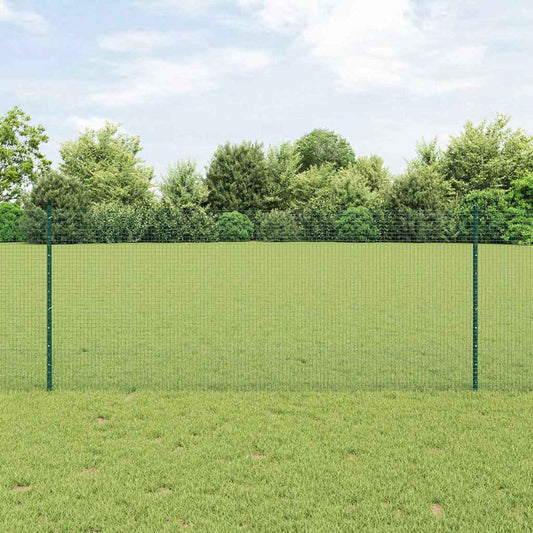 Zaun mit Pfosten Grün 1 x 25 m Stahl