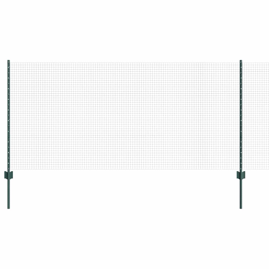 Zaun mit Pfosten Grün 1 x 25 m Stahl
