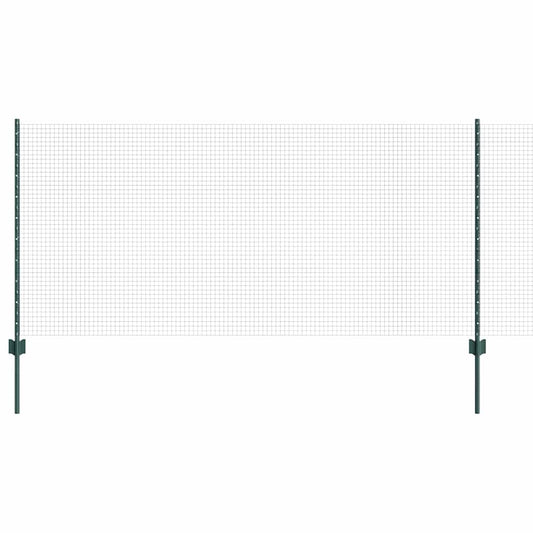 Zaun mit Pfosten Grün 1 x 25 m Stahl