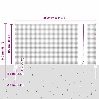 Zaun mit Pfosten Grün 1 x 25 m Stahl