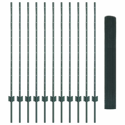 Zaun mit Pfosten Grün 1.2 x 25 m Stahl