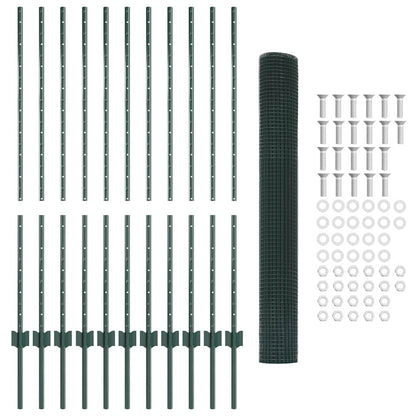 Zaun mit Pfosten Grün 1.2 x 25 m Stahl