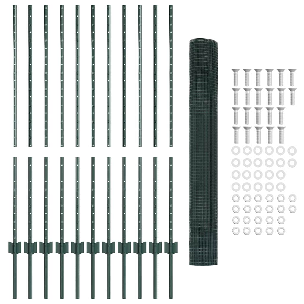 Zaun mit Pfosten Grün 1.2 x 25 m Stahl