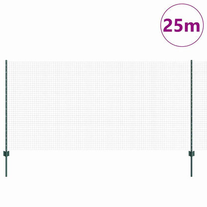 Zaun mit Pfosten Grün 1.2 x 25 m Stahl
