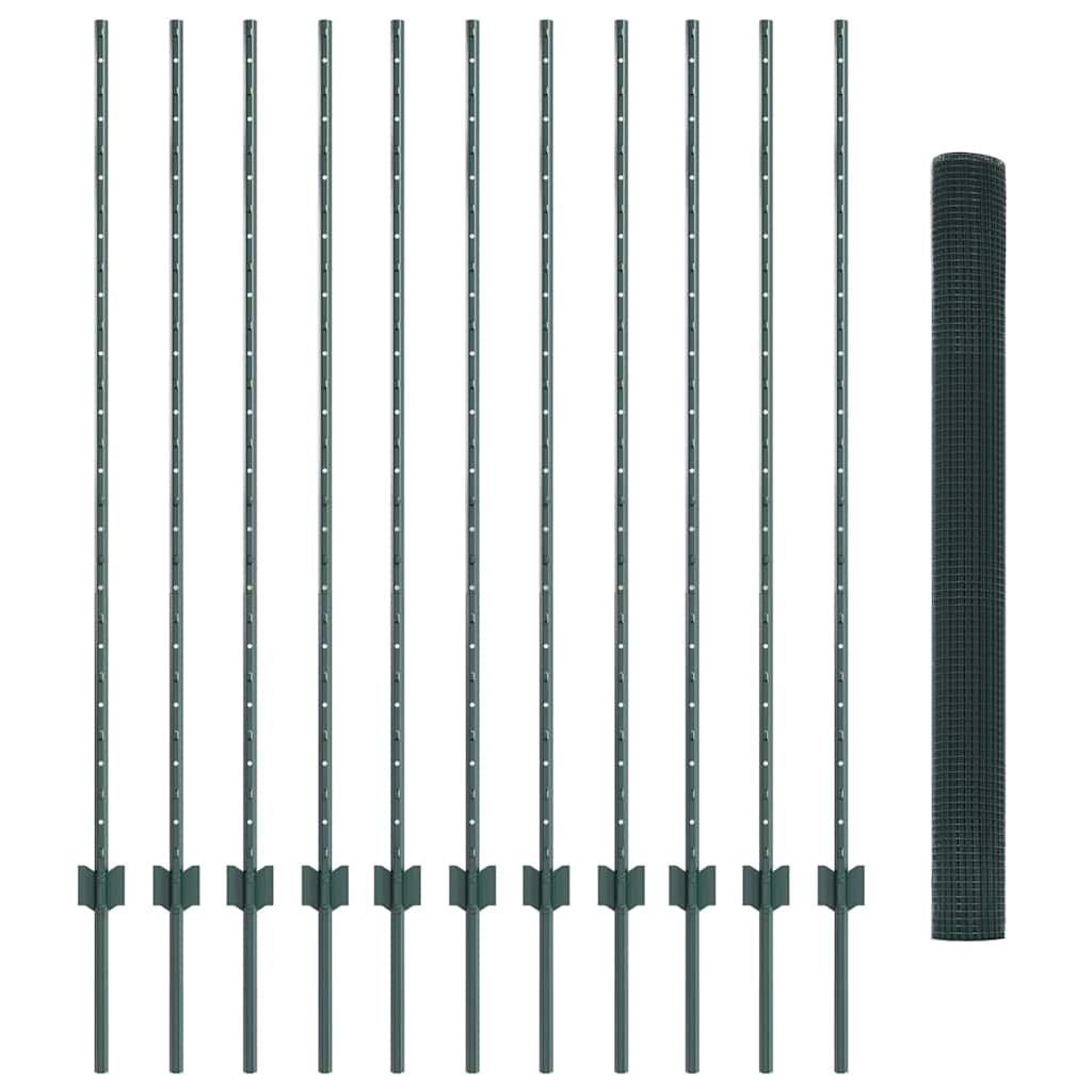 Zaun mit Pfosten Grün 1.4 x 25 m Stahl