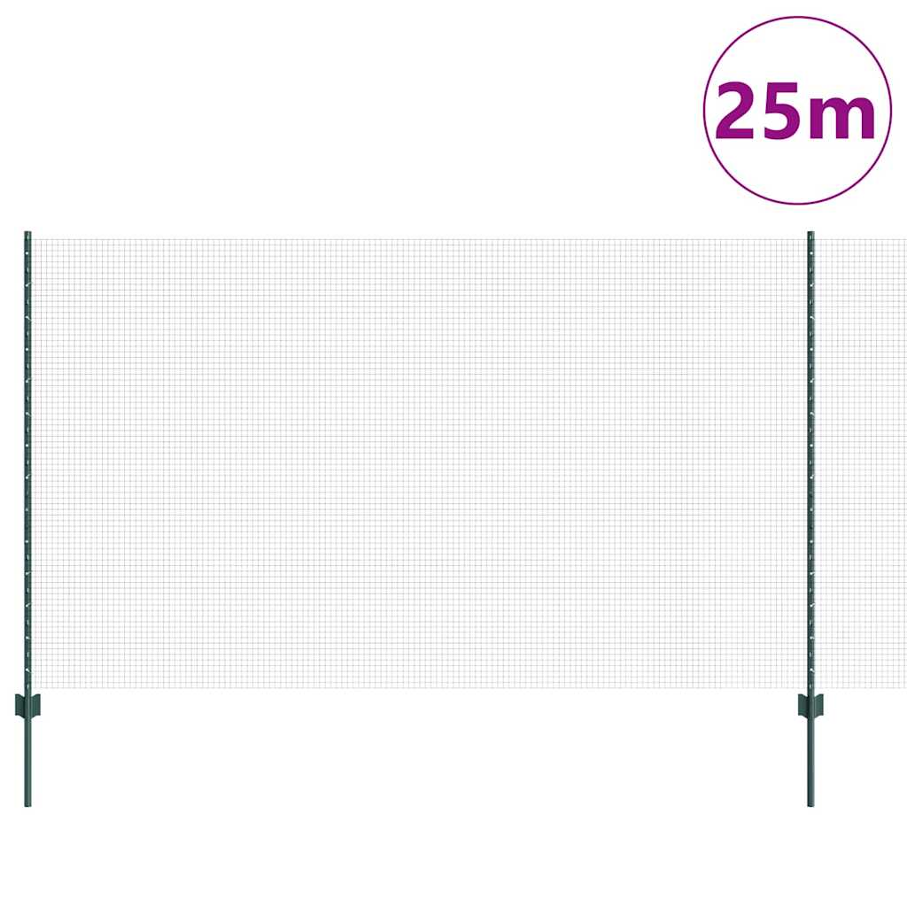 Zaun mit Pfosten Grün 1.4 x 25 m Stahl