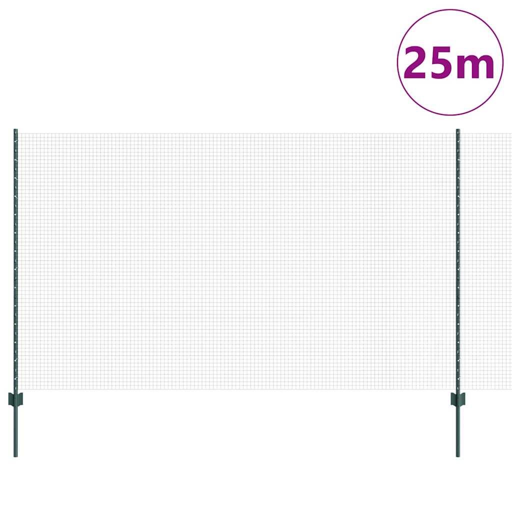 Zaun mit Pfosten Grün 1.4 x 25 m Stahl