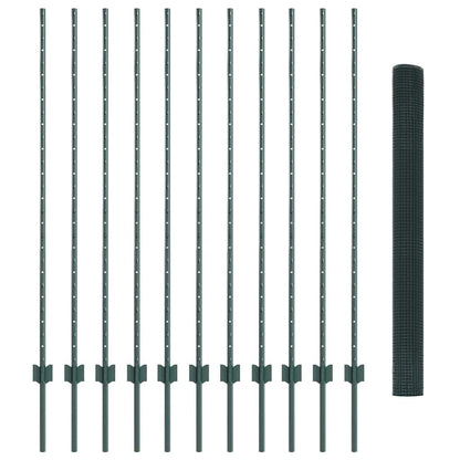 Zaun mit Pfosten Grün 1.4 x 25 m Stahl