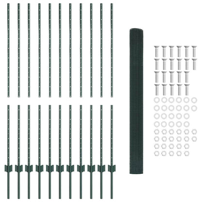 Zaun mit Pfosten Grün 1.4 x 25 m Stahl